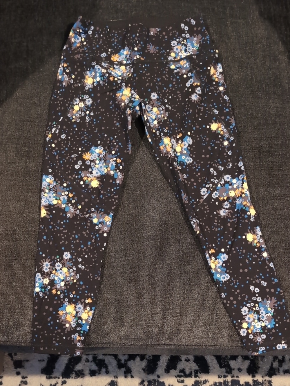 Sweaty Betty Women's Power Leggings with Blue & Yellow Floral Print